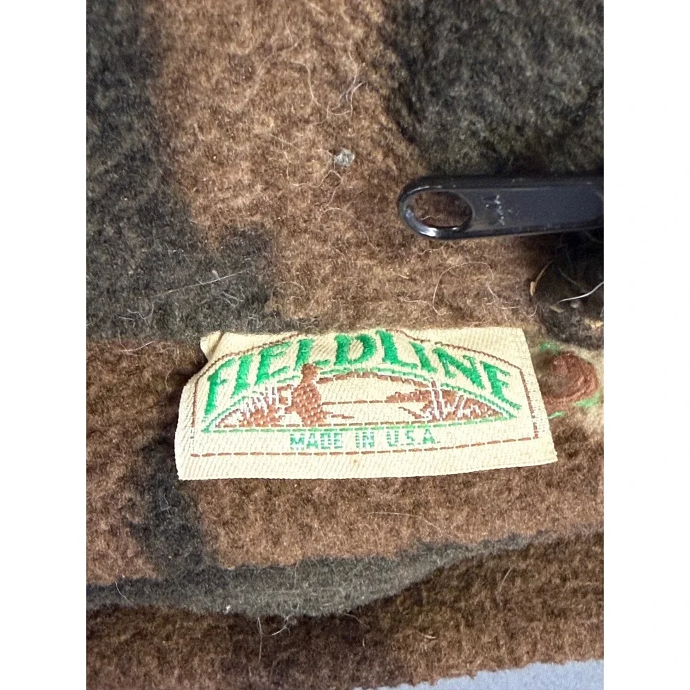 Vintage Fieldline Camo Fleece Backpack Made in USA Brown Green Woodland Gorpcore
